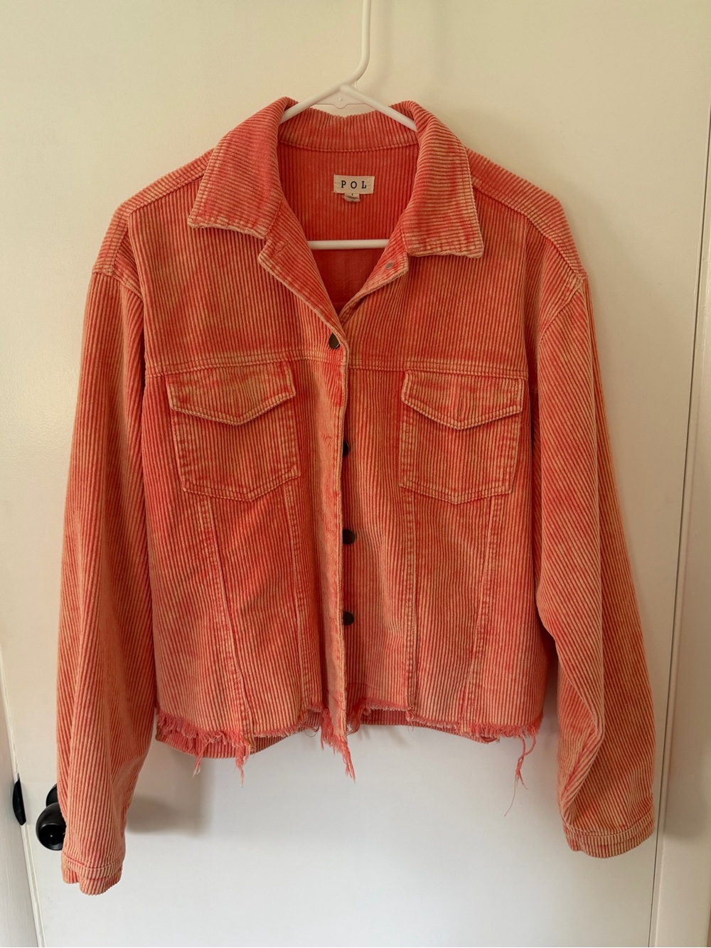 POL Coral Orange Corduroy Jacket